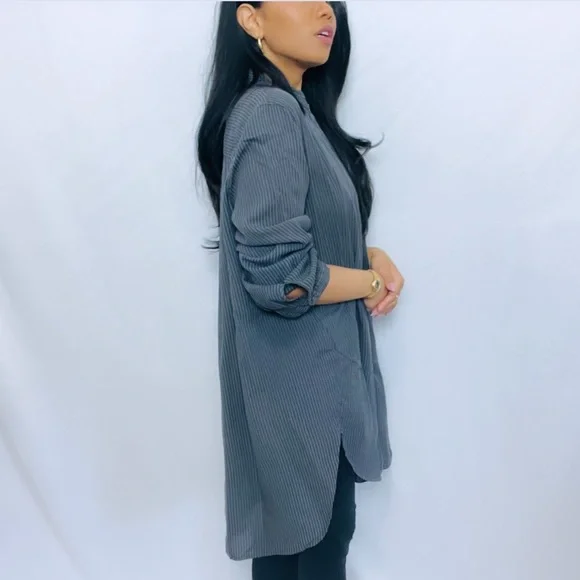 OSKA | Grey Oversized Long Sleeve Button Down Tunic Top - Picture 9 of 13